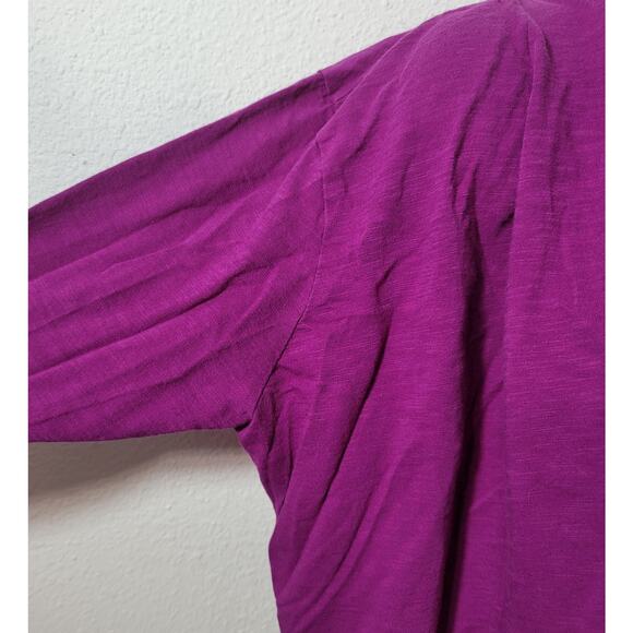 Alternative Fuchsia Draped Front Slub Knit Cardigan Sweater Small Lightweight - Picture 6 of 6